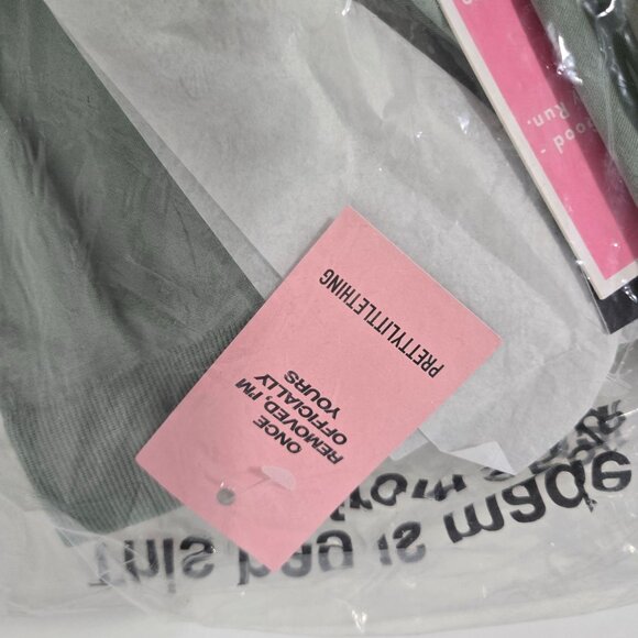 PrettyLittleThing Shape Sage Green Soft Seamless One Sleeve Crop Top -Size Small - Picture 4 of 7